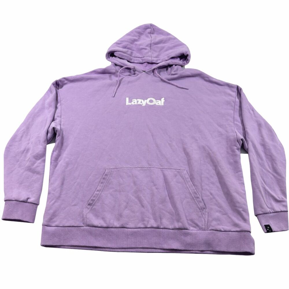 Lazy Oaf Adult Unisex Lavender Hoodie Sweatshirt Pullover Cotton Pocket Sz XL